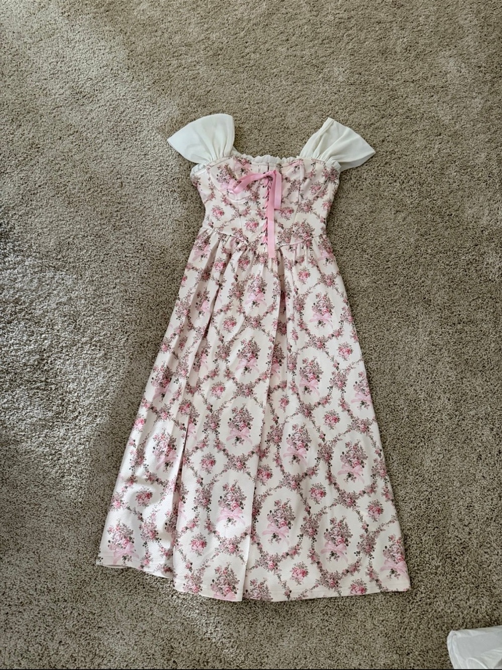 SHEIN Pink and Cream Floral Maxi Dress